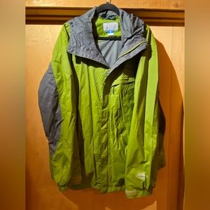 Columbia Sportswear Omni Tech Waterproof Rain Jacket. Size XXL. Green/Grey